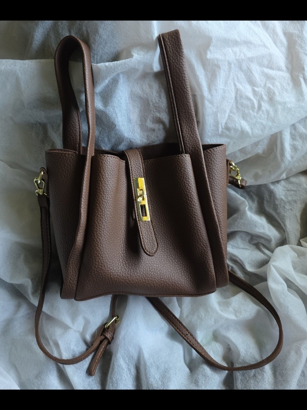 Brown Women's Bag with Gold Hardware